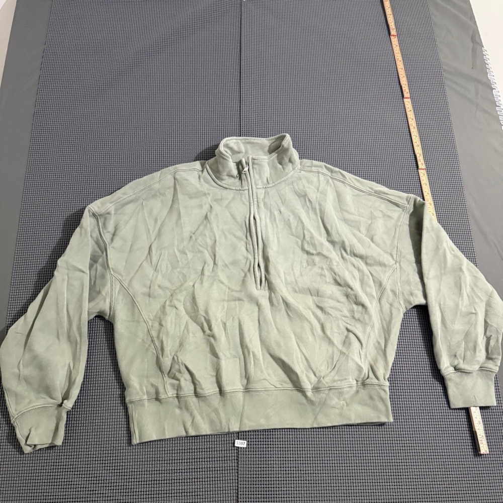 Abercrombie & Fitch Soft A&F Max Essentials Quarter Zip Sweatshirt Green Large